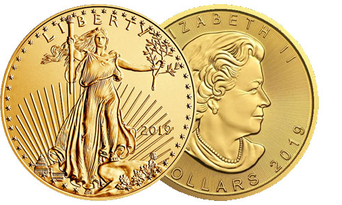 American 1 Ounce Gold Eagle and Canadian 1 Ounce Gold Maple Leaf