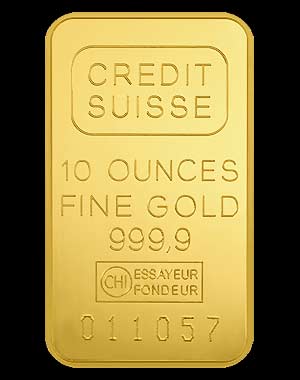 Credit Suisse Gold Bullion Bar 10 OZ Obverse
