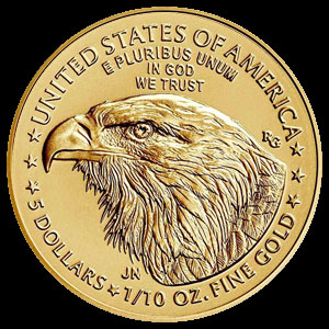 American $5 Gold Eagle 1/10 OZ Reverse
