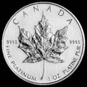 Canadian Platinum Maple Leaf 1 OZ Reverse