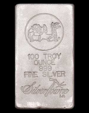 SilverTowne Silver Bullion Bar 100 OZ Obverse