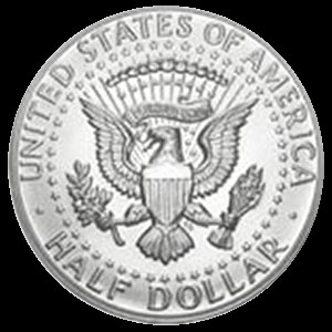 Silver American Kennedy Half-Dollar 40 percent 1965 - 1970 Reverse